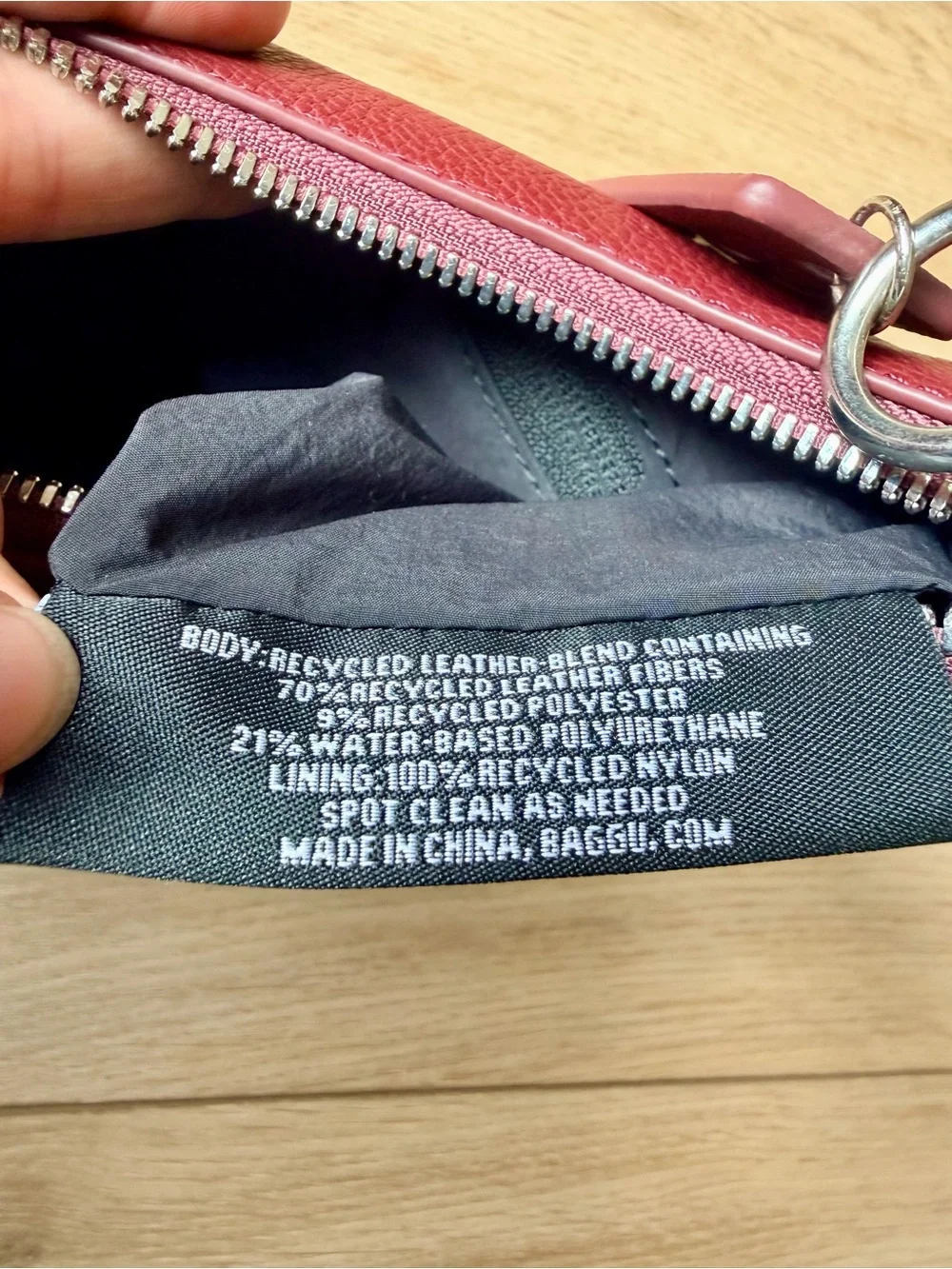 BAGGU Mahogany Recycled Leather Shoulder Bag